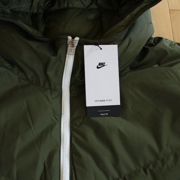 NWT NIKE MEN'S PUFFER DOWN WINTER FULL ZIP JACKET GREEN BLACK - Picture 5 of 7